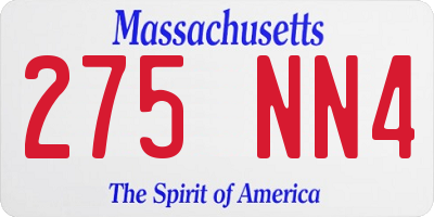 MA license plate 275NN4