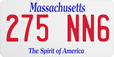 MA license plate 275NN6