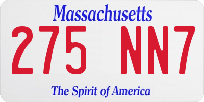 MA license plate 275NN7