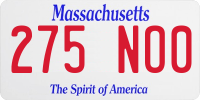 MA license plate 275NO0