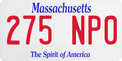 MA license plate 275NP0