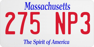 MA license plate 275NP3