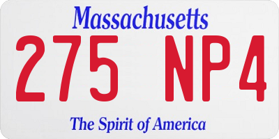 MA license plate 275NP4