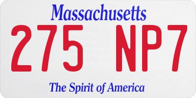 MA license plate 275NP7