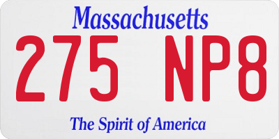 MA license plate 275NP8