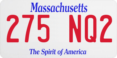 MA license plate 275NQ2