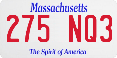 MA license plate 275NQ3
