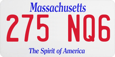 MA license plate 275NQ6
