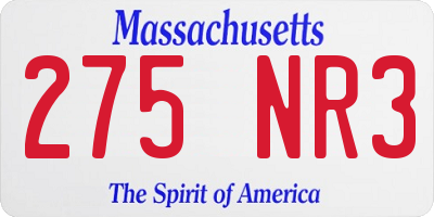 MA license plate 275NR3
