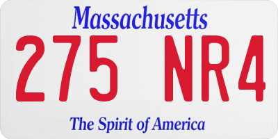 MA license plate 275NR4