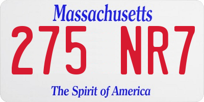 MA license plate 275NR7