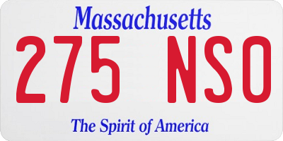 MA license plate 275NS0