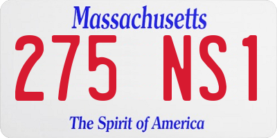 MA license plate 275NS1