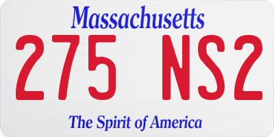 MA license plate 275NS2