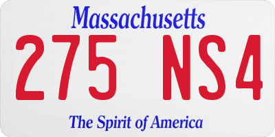 MA license plate 275NS4