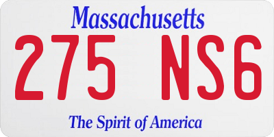 MA license plate 275NS6