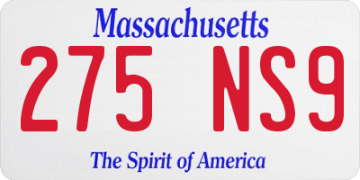 MA license plate 275NS9