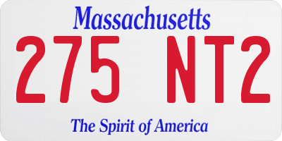 MA license plate 275NT2