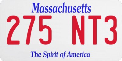 MA license plate 275NT3