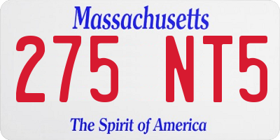 MA license plate 275NT5