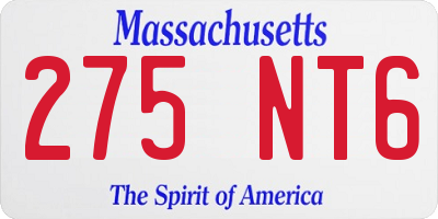 MA license plate 275NT6