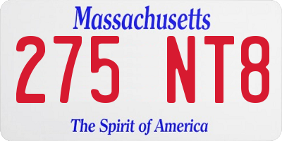 MA license plate 275NT8
