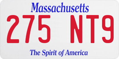 MA license plate 275NT9