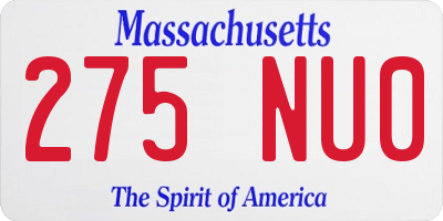 MA license plate 275NU0