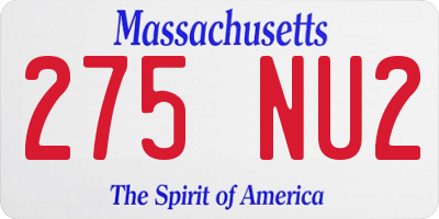 MA license plate 275NU2