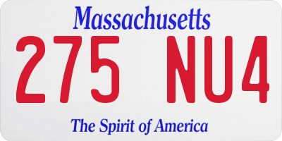 MA license plate 275NU4