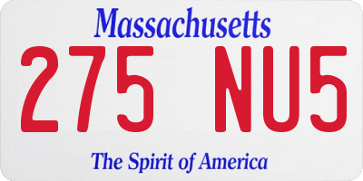 MA license plate 275NU5