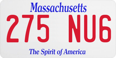 MA license plate 275NU6