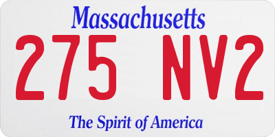 MA license plate 275NV2