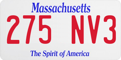 MA license plate 275NV3