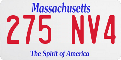 MA license plate 275NV4