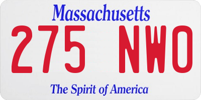 MA license plate 275NW0