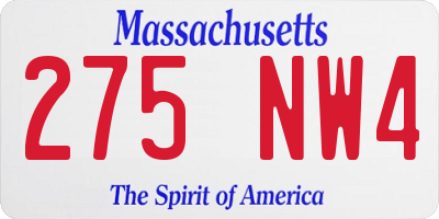 MA license plate 275NW4
