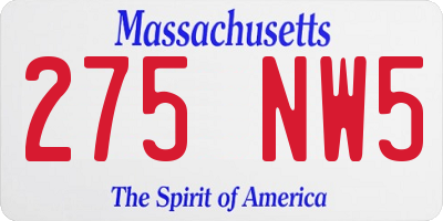 MA license plate 275NW5