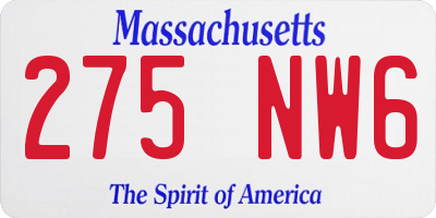 MA license plate 275NW6