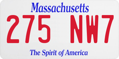 MA license plate 275NW7
