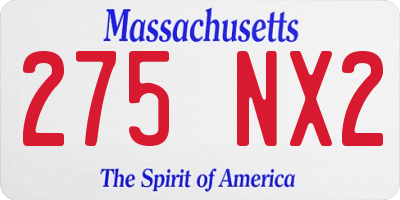 MA license plate 275NX2
