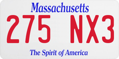 MA license plate 275NX3