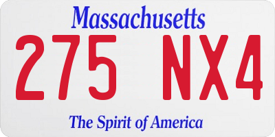MA license plate 275NX4