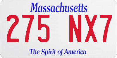 MA license plate 275NX7