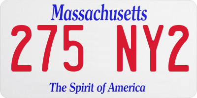 MA license plate 275NY2