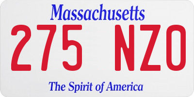 MA license plate 275NZ0