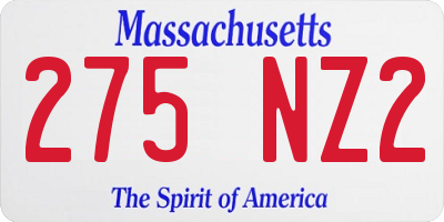 MA license plate 275NZ2