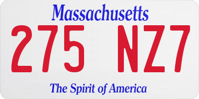 MA license plate 275NZ7