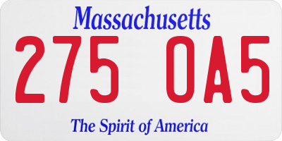 MA license plate 275OA5
