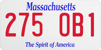MA license plate 275OB1